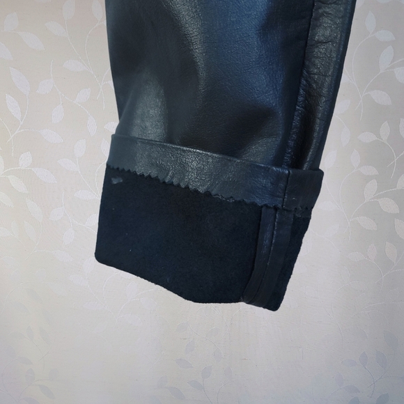 Vintage 90s Genuine Leather High Waisted Straight Leg Pants Black X & T Zeeshi - Picture 9 of 14